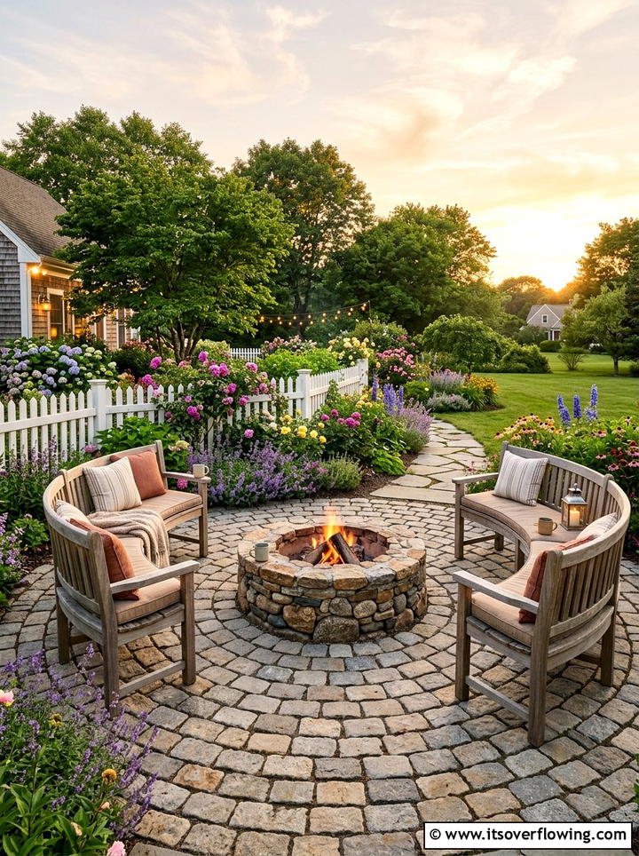 Round fire pit patio - 25 garden design ideas for fire pit corners