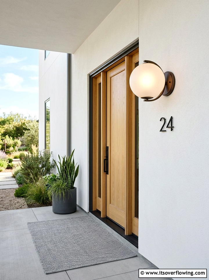 Round frosted glass light - 25 front porch ideas with sconces
