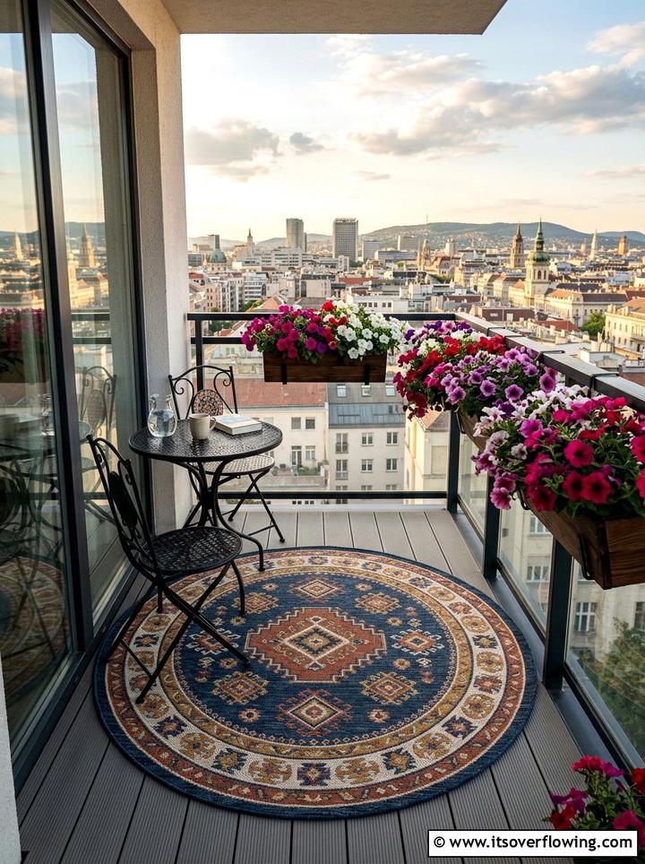 Round outdoor rug for balcony - 25 garden decor ideas with outdoor rugs