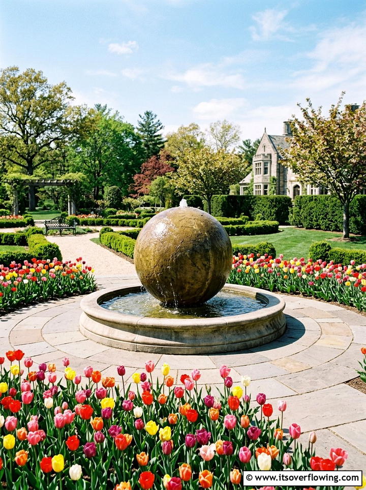 Rounded water fountain - 25 garden design ideas with curves