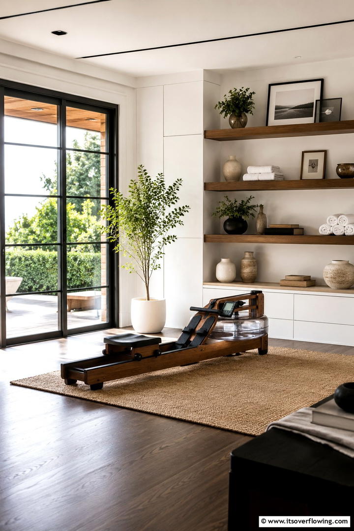 Rowing Machine Retreat - 30 Small Home Gym Ideas for Compact Fitness Spaces