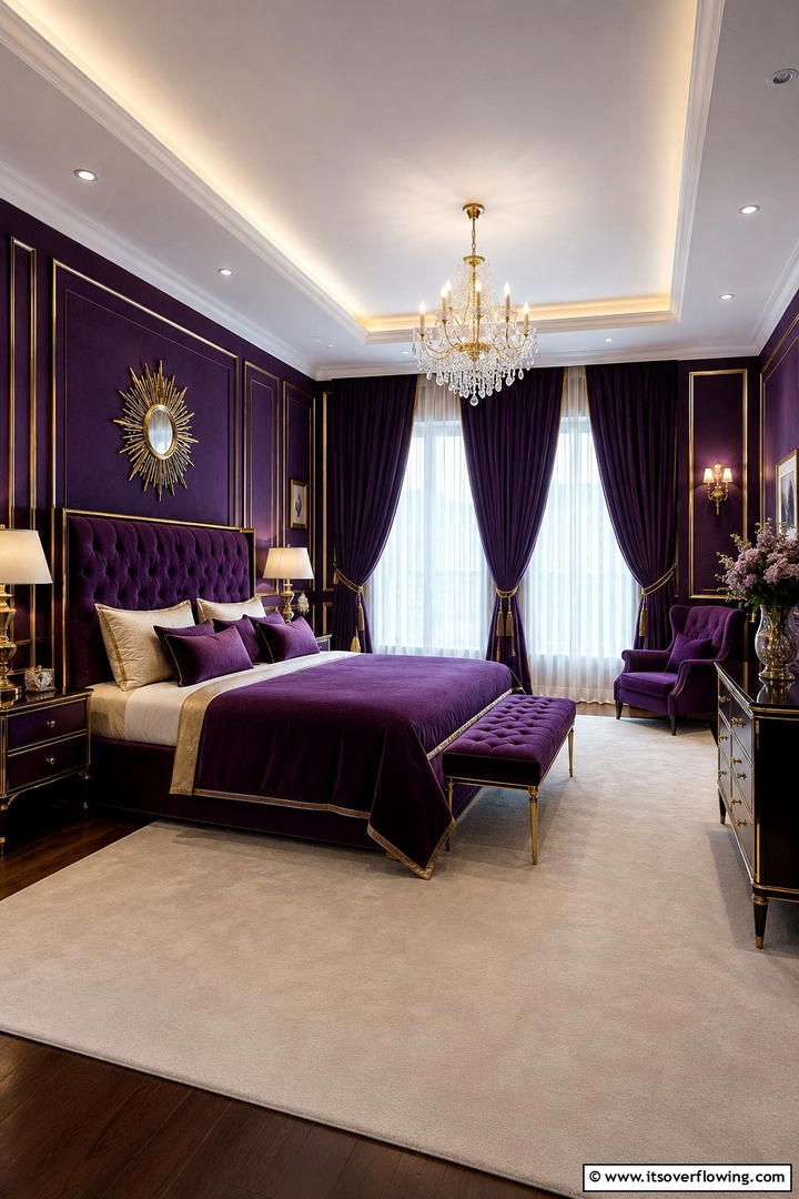 Royal Elegance Haven - 30 Purple Bedroom Ideas for a Dreamy and Relaxing Retreat