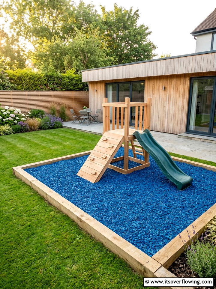 Rubber Mulch Play Zone - 25 small garden ideas with kids corner