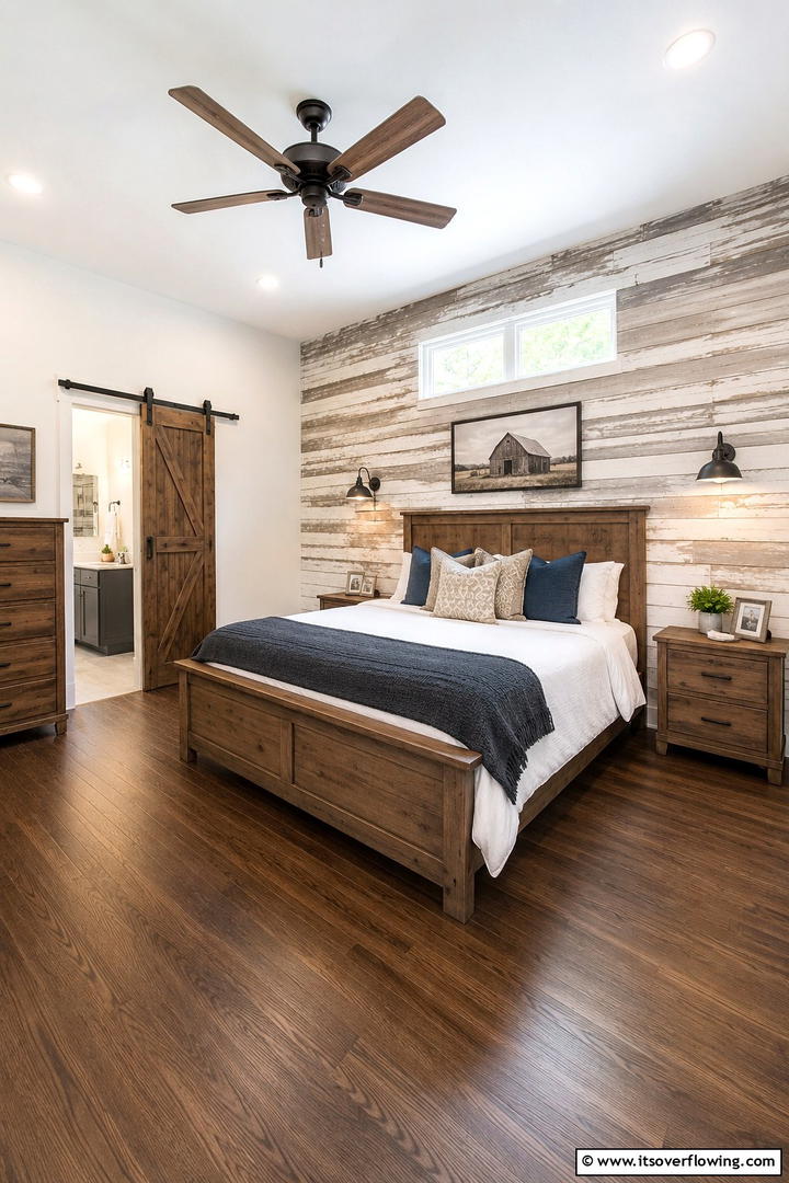 Rustic Accent Wall Design - 30 Shabby Chic Bedroom Ideas for Vintage-Inspired Spaces