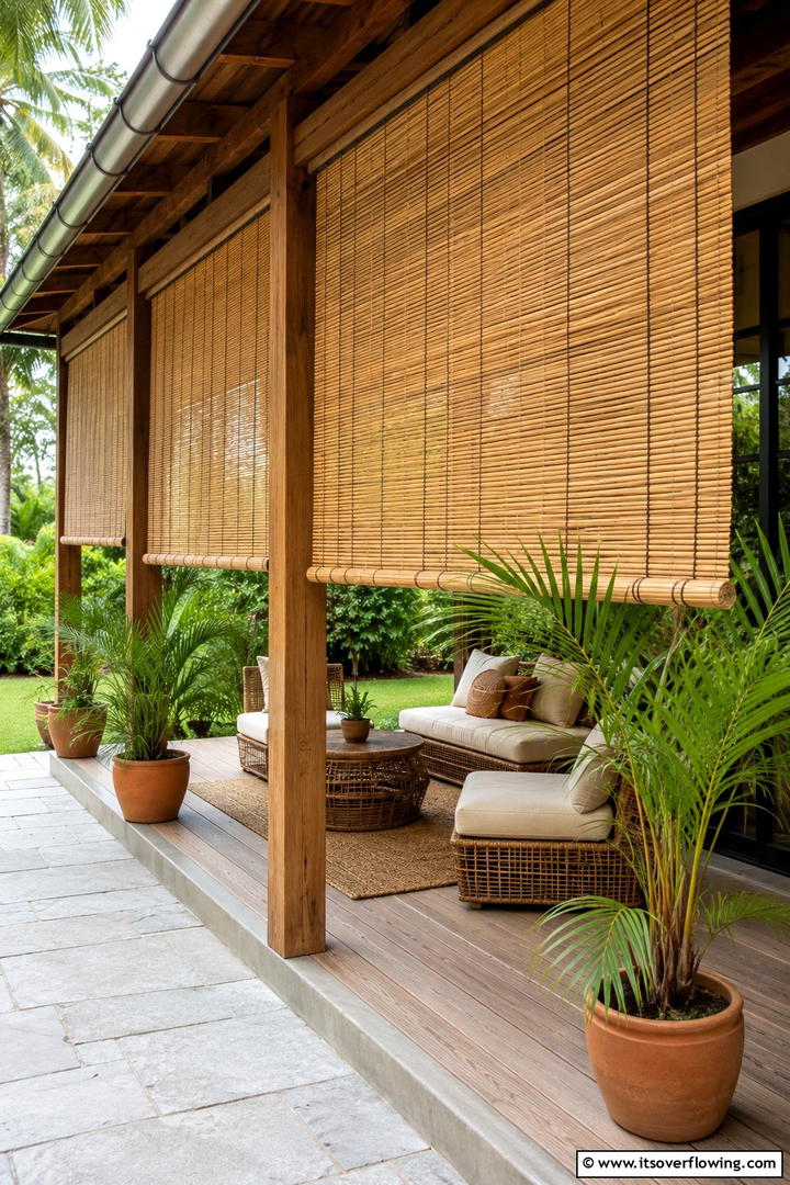 Rustic Bamboo Curtains - 30 Patio Curtain Ideas to Enhance Outdoor Privacy & Style