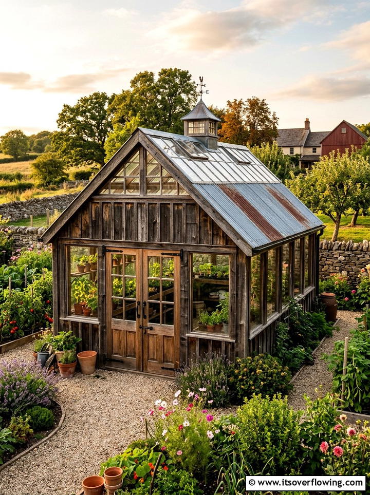 Rustic Barn Style Greenhouse - 25 backyard ideas with greenhouse