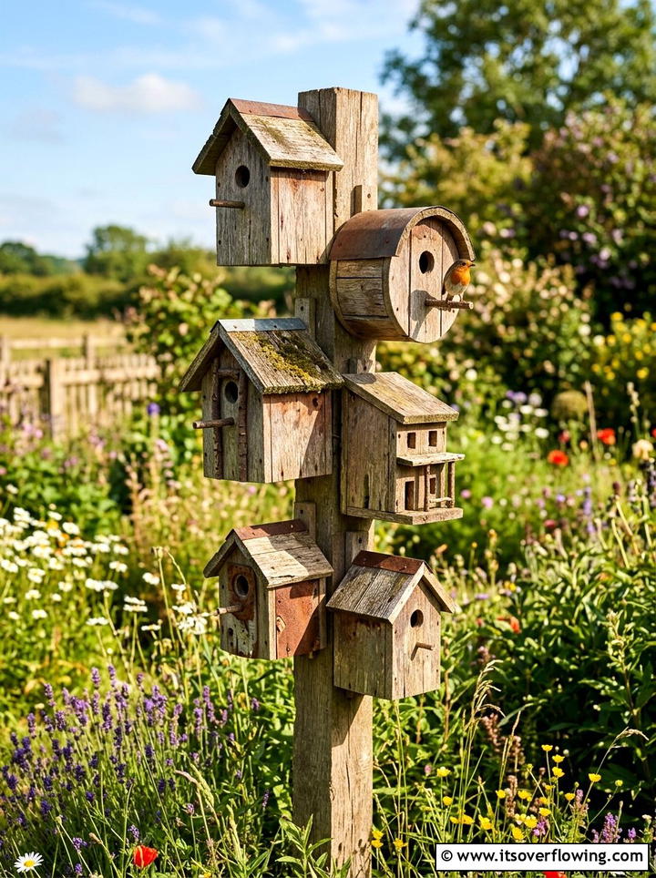 Rustic Birdhouse - 25 upcycled garden ideas with reclaimed wood