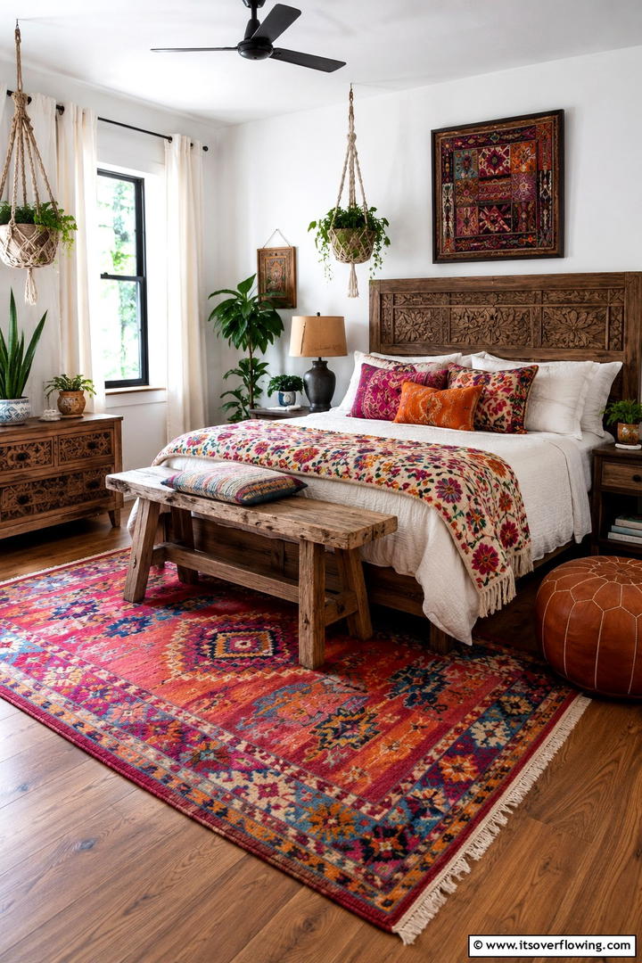 Rustic Bohemian Mix - 30 Rustic Bedroom Ideas to Create a Warm and Inviting Space