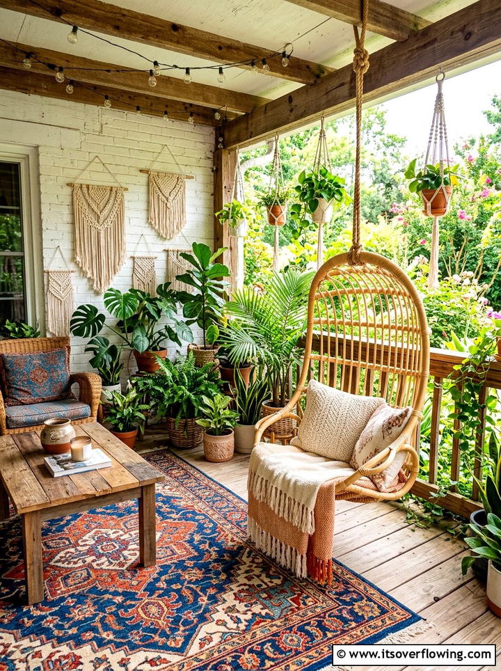 Rustic Boho Porch - 25 front porch ideas with rustic style