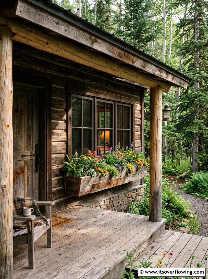 Rustic Cabin Porch - 25 front porch ideas with window boxes