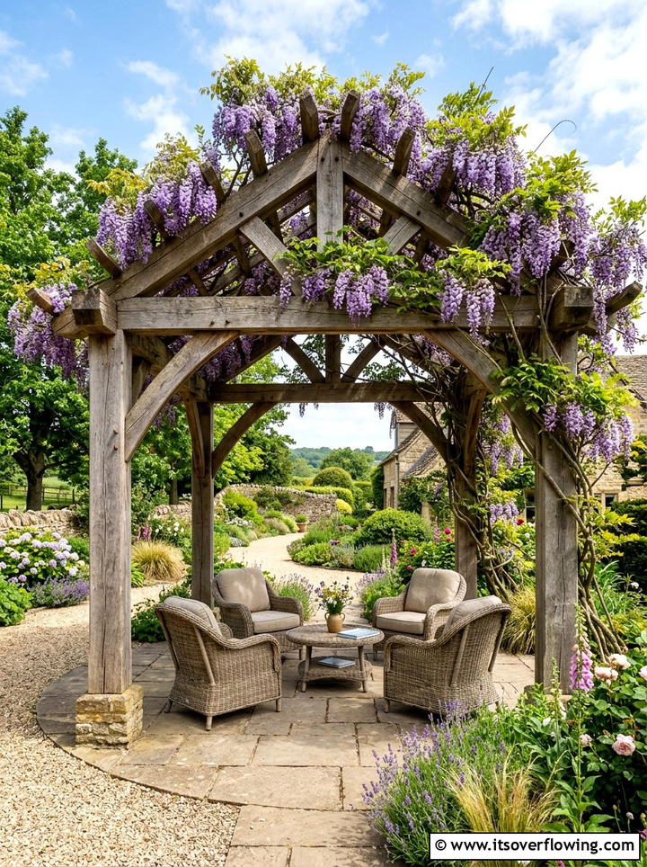 Rustic Cedar Pergola - 25 garden ideas for rustic style
