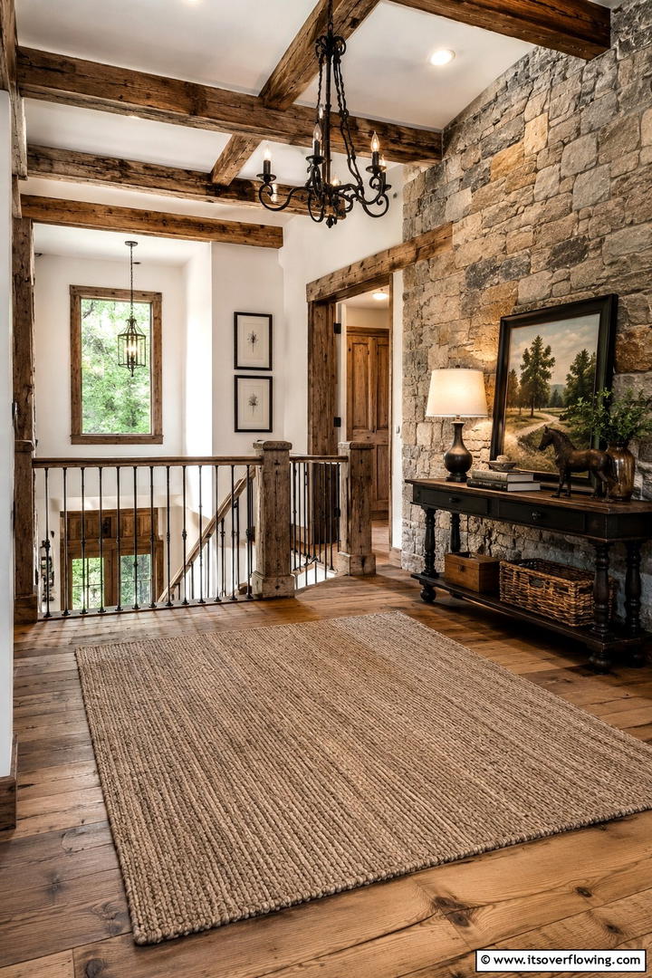 Rustic Charm Landing - 30 Stair Landing Ideas to Maximize Functional Spaces