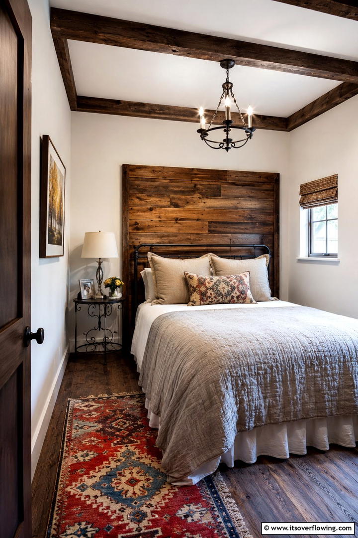 Rustic Charm in a Small Space - 30 Space-Saving Small Guest Bedroom Ideas for Cozy Comfort