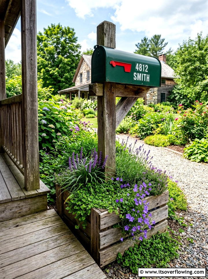 Rustic Crate Mailbox Base - 25 front porch ideas with crate decor
