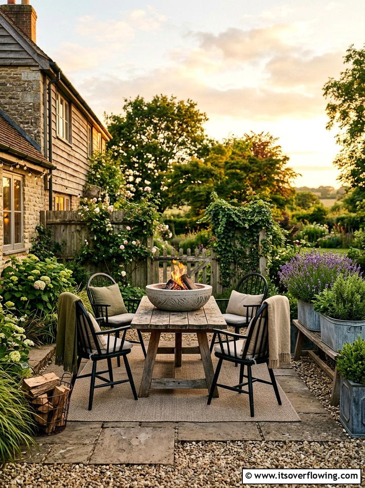 Rustic Farmhouse Backyard - 25 backyard decorating ideas with tabletop fire bowls