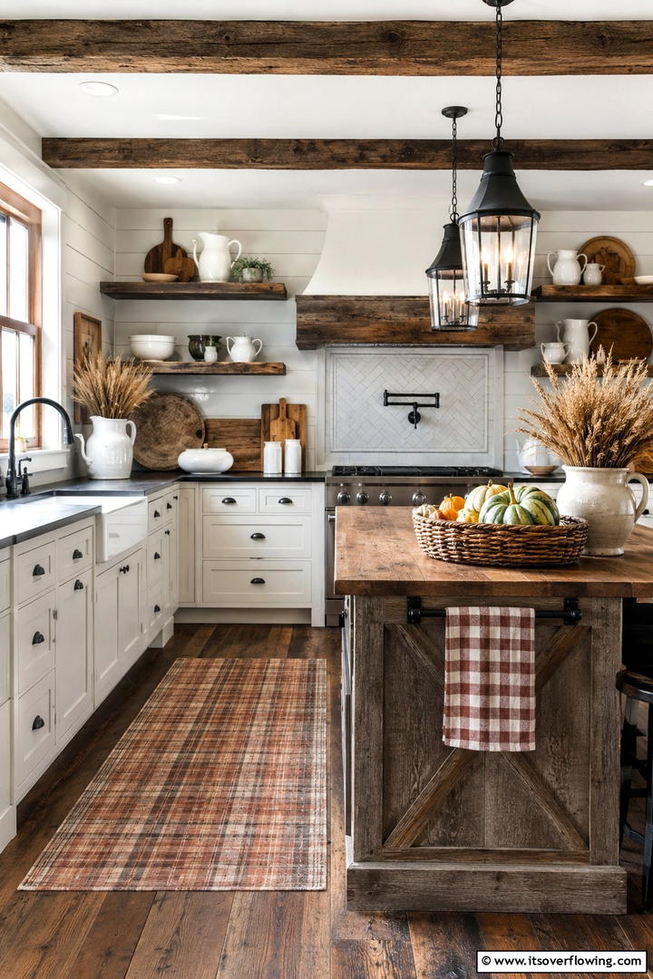 Rustic Farmhouse Kitchen - 50 Fall Decor Trends 2025 to Inspire Seasonal Style