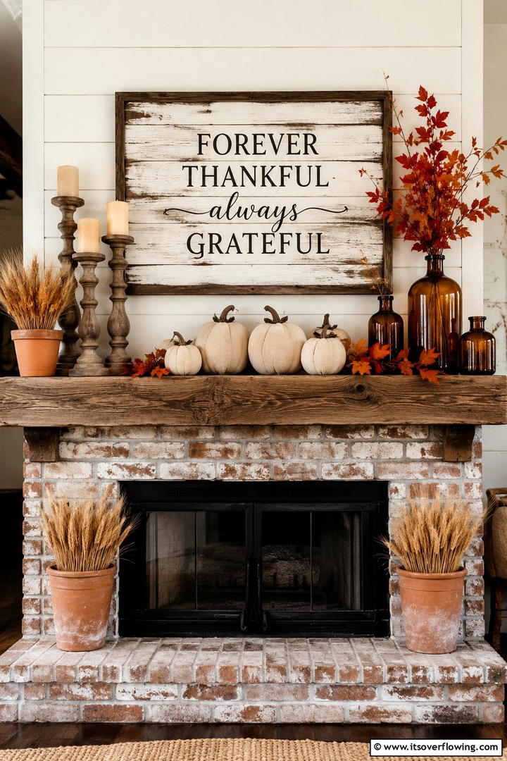 Rustic Farmhouse Mantel with Wooden Accents - 50 Fall Mantel Decor Ideas for Cozy Spaces This Season