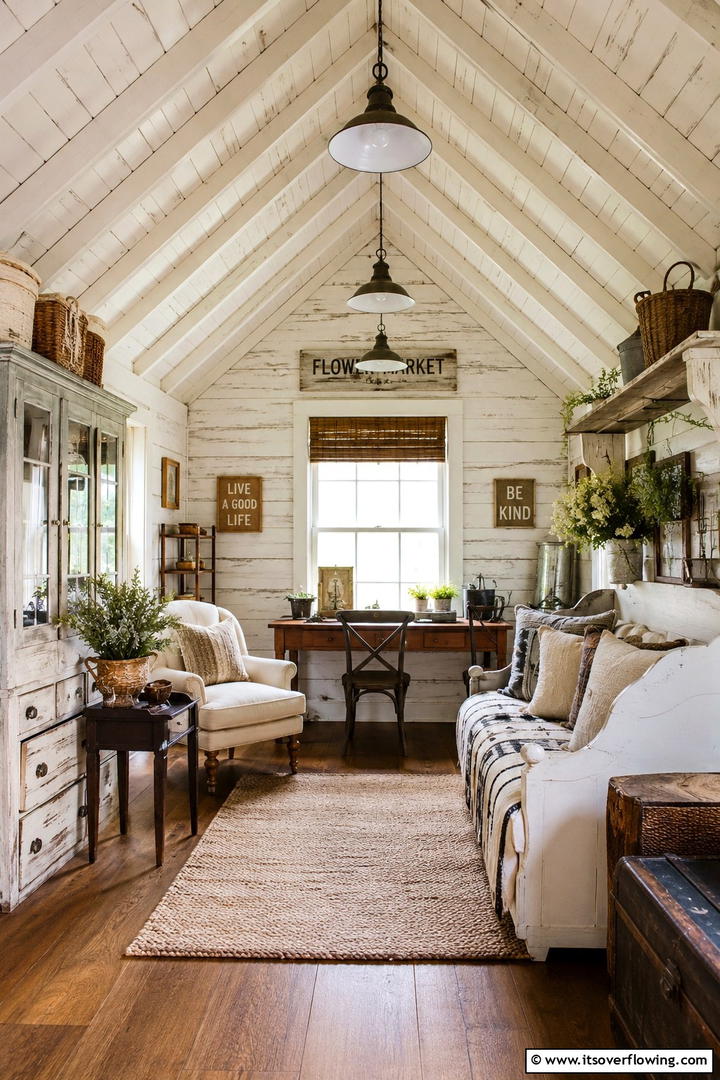 Rustic Farmhouse Retreat - 30 She Shed Interior Ideas for Personalized Retreats