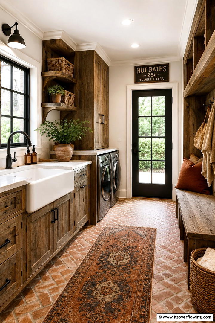Rustic Farmhouse Vibes - 30 Mudroom Laundry Room Combo Ideas for Efficient Spaces