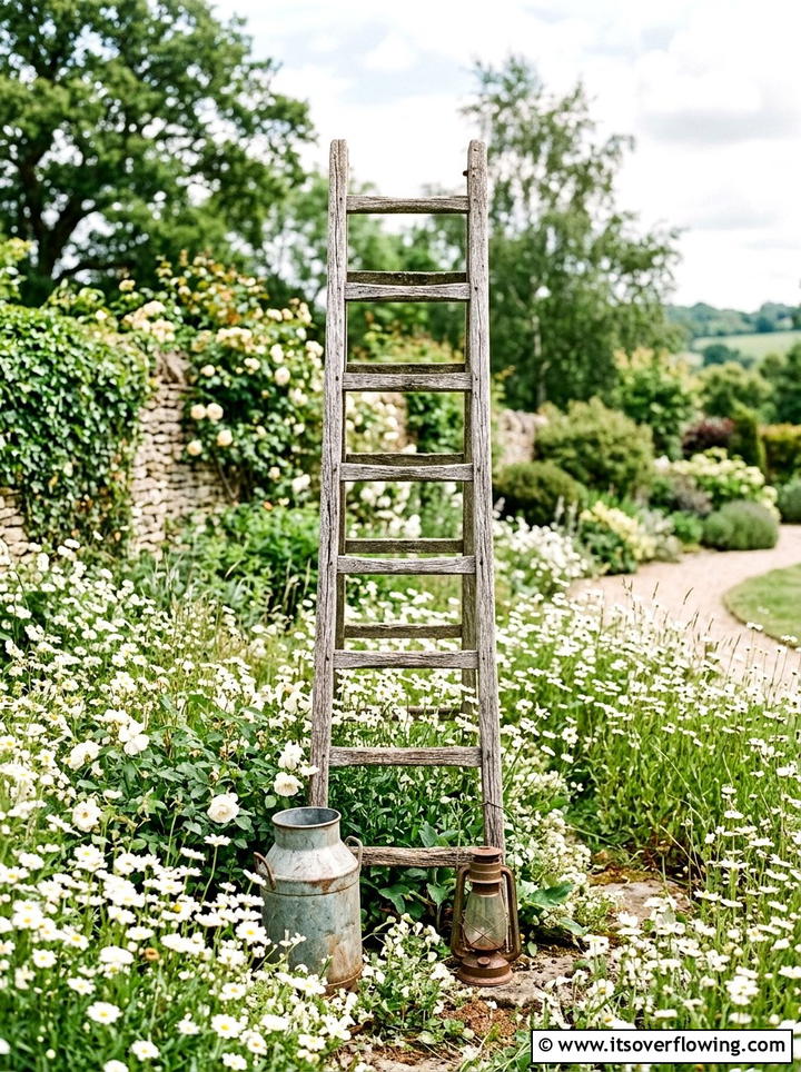 Rustic Focal Point - 25 upcycled garden ideas with old ladders