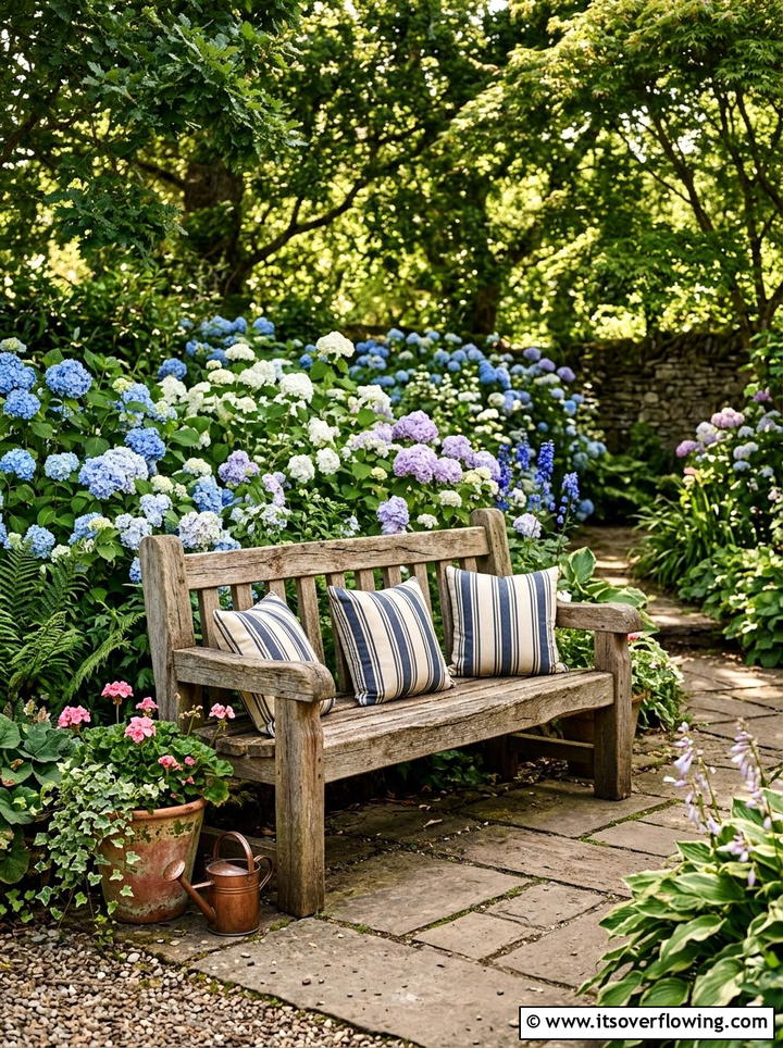 Rustic Garden Bench - 25 garden decor ideas with farmhouse accents