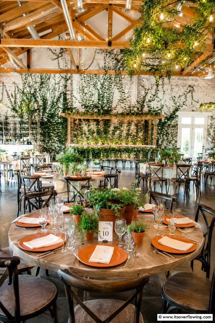 Rustic Garden Centerpiece with Potted Herbs - 30 Rustic Wedding Centerpieces for a Charming Celebration