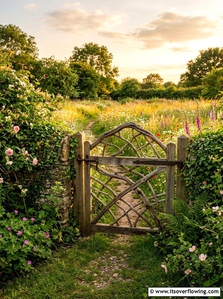 Rustic Garden Gate - 25 recycled garden ideas with branch cuttings