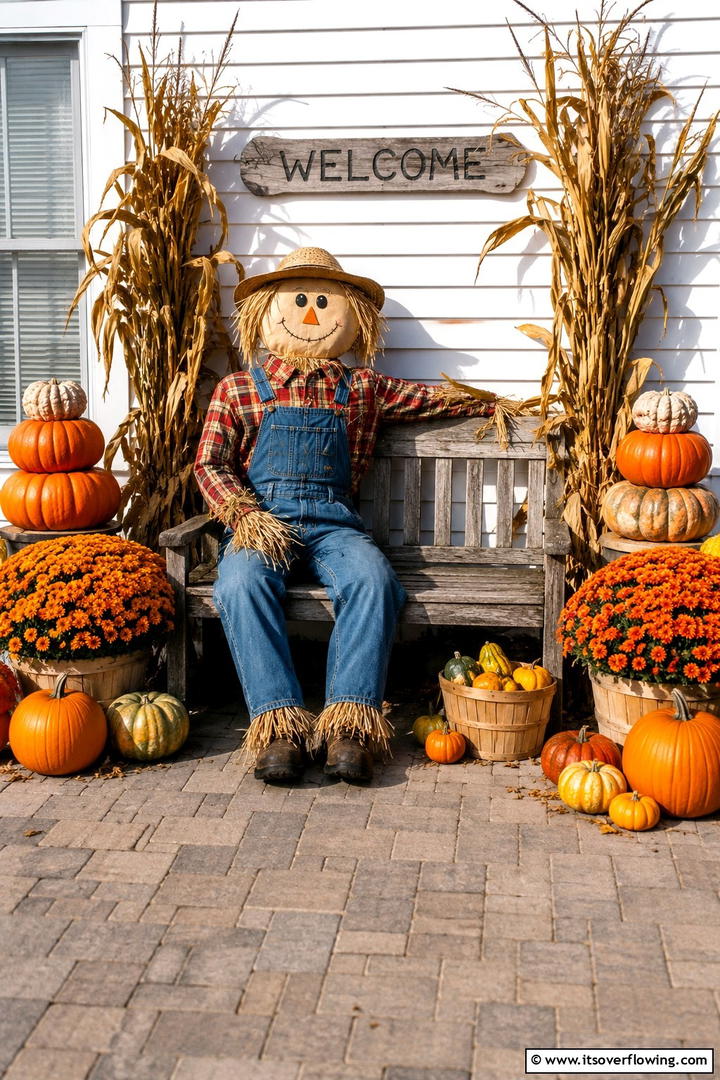 Rustic Hay Bale Seating Porch - 50 Fall Porch Decor Ideas for Welcoming Outdoor Spaces
