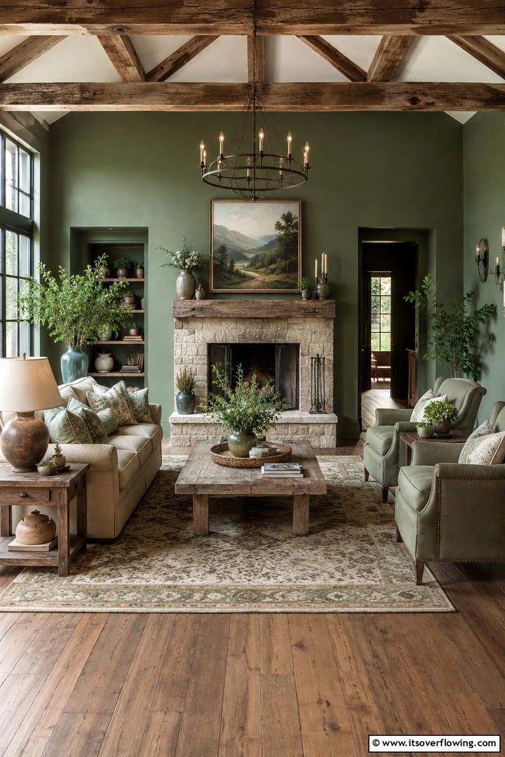 Rustic Interiors with Bold Sage Hues - 30 Rustic Sage Green Living Room Ideas for Earthy Elegance