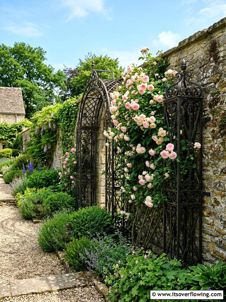 Rustic Iron Trellis - 25 creative garden ideas with rustic charm