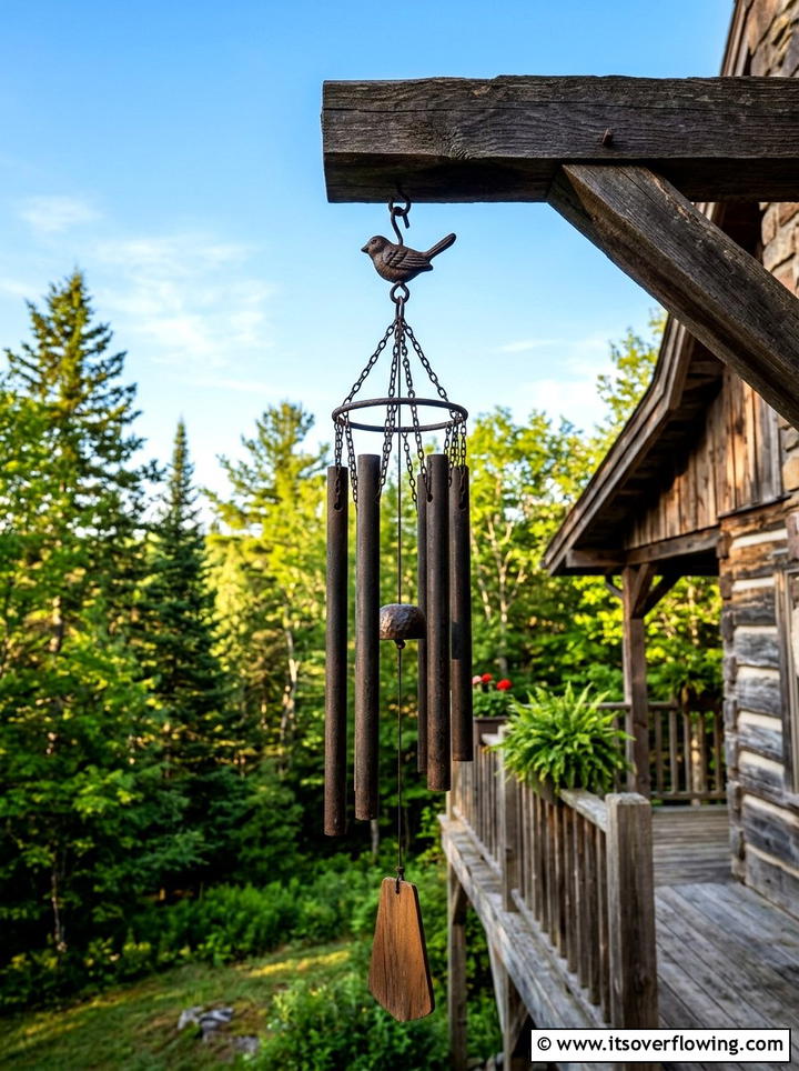 Rustic Iron Wind Chimes - 25 front porch ideas with metal decor