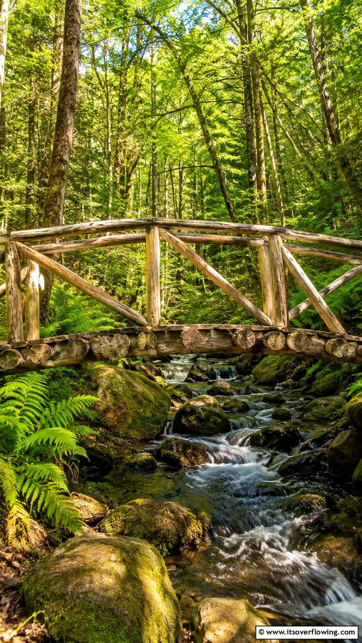 Rustic Log Bridge - 20 Garden Bridge Ideas for a Serene Backyard