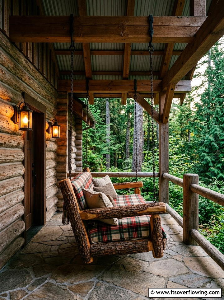 Rustic Log Cabin Porch - 25 front porch ideas with porch bed swing