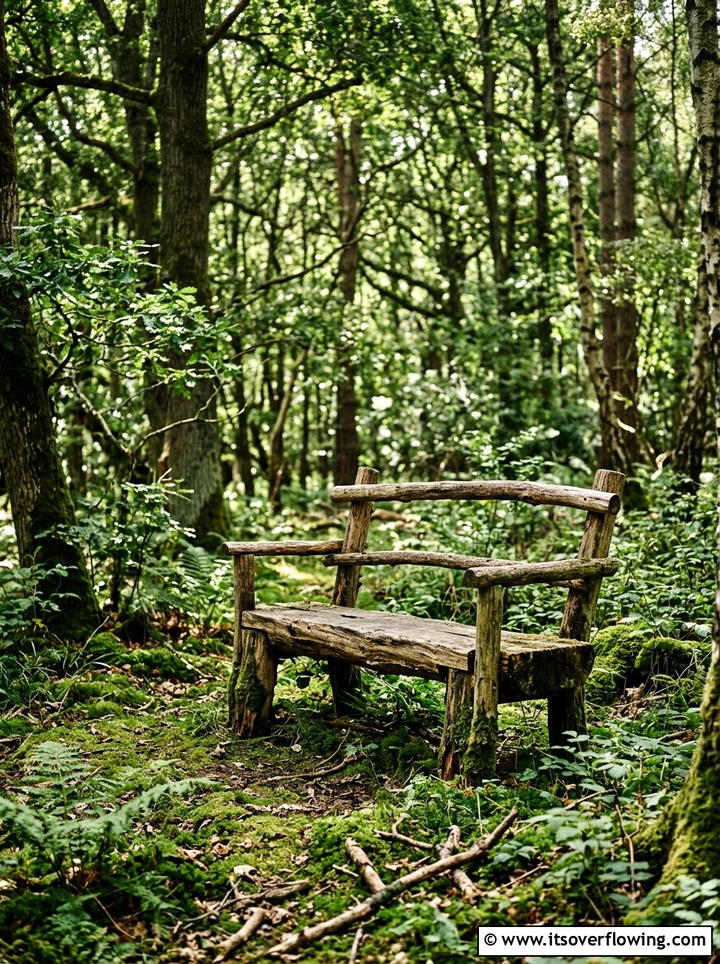 Rustic Log Garden Bench - 25 garden decor ideas with benches