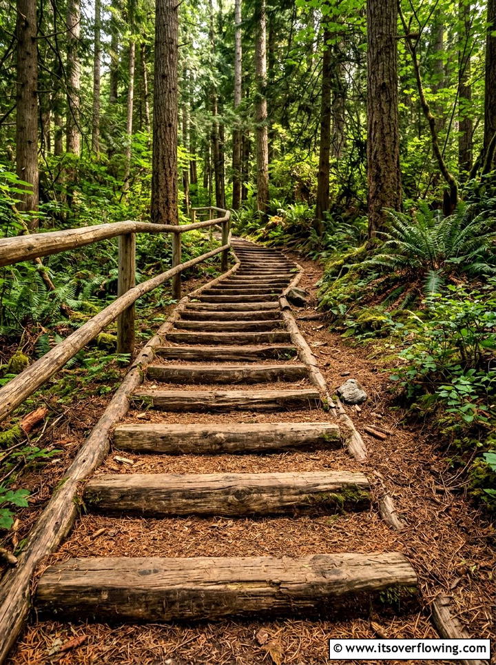 Rustic Log Stairway - 25 backyard ideas with steps
