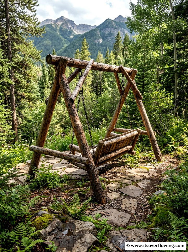 Rustic Log Swing - 25 backyard ideas with swings
