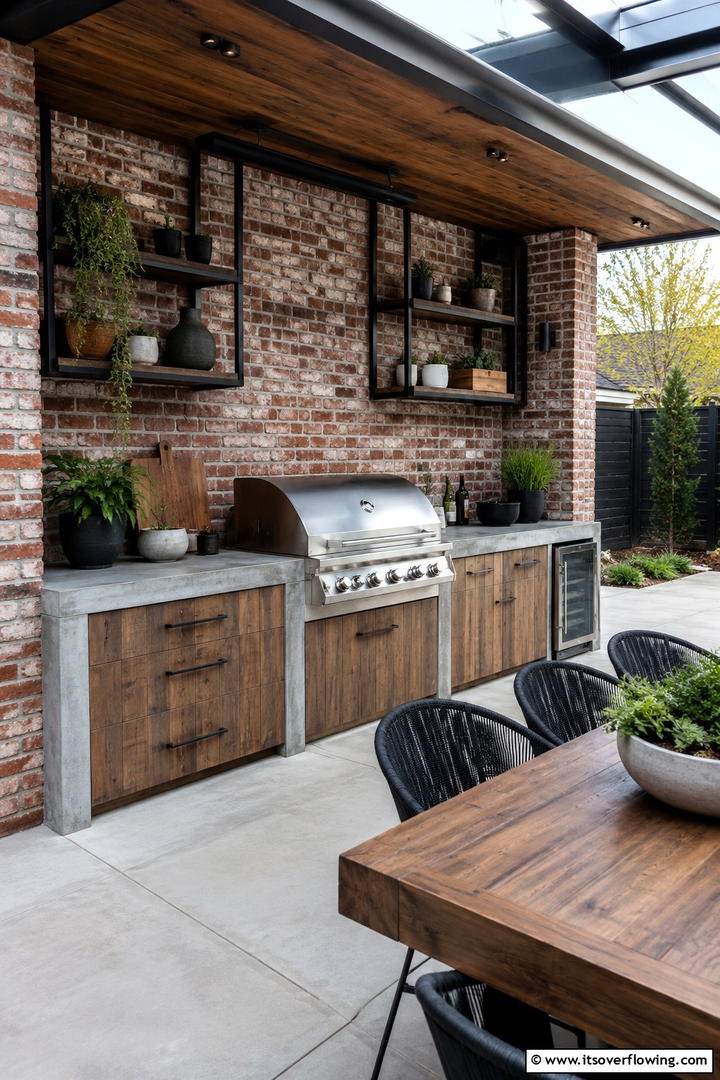 Rustic Meets Modern BBQ Zone - 30 Modern Backyard Ideas to Transform Your Outdoor Oasis