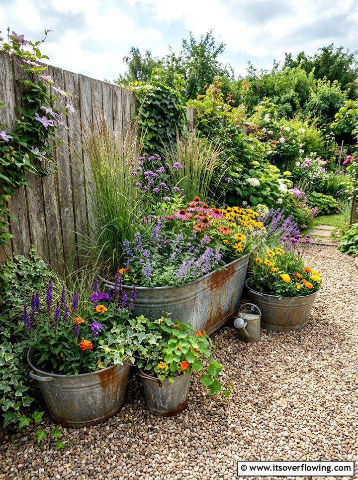 Rustic Metal Planter - 25 small garden ideas with boho style