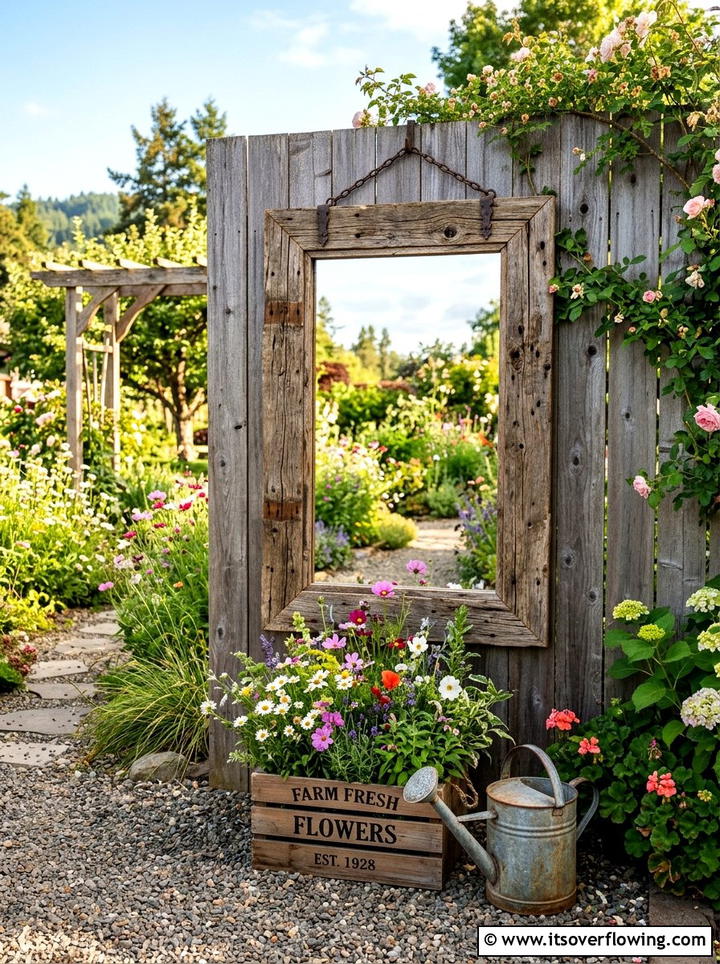 Rustic Mirror Decor - 25 backyard decorating ideas with mirror accents