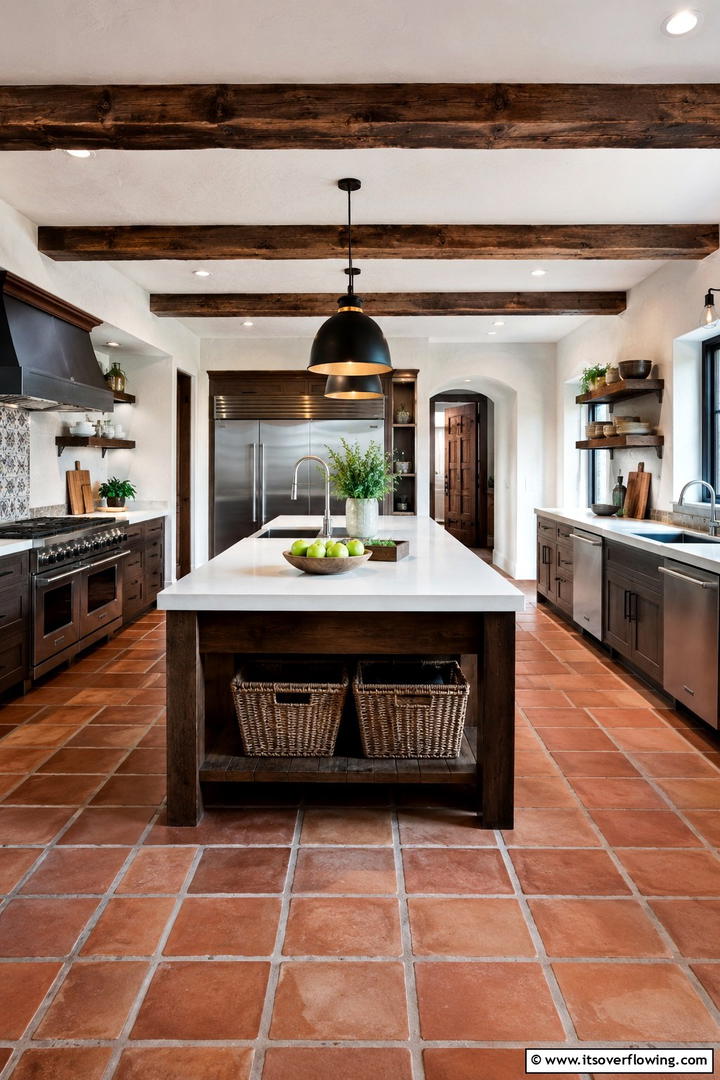Rustic Modern Kitchen - 30 Spanish Mediterranean House Ideas for Warm Exteriors