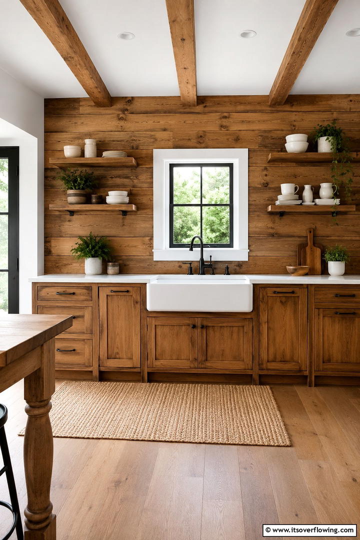 Rustic Natural Wood Charm - 30 Shiplap Backsplash Ideas to Elevate Kitchen Design
