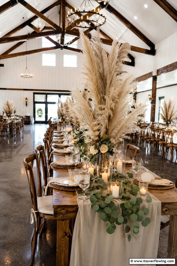 Rustic Pampas Centerpieces - 30 Pampas Grass Wedding Decor Ideas for Boho Chic Vibes