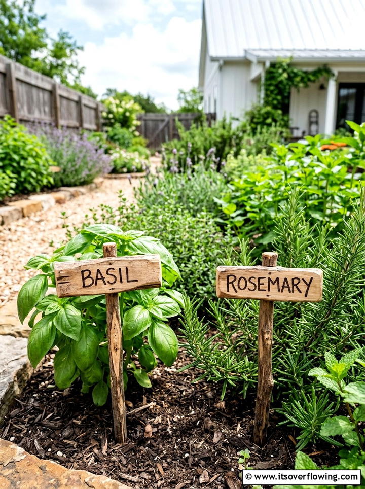 Rustic Plant Label - 25 recycled garden ideas with branch cuttings