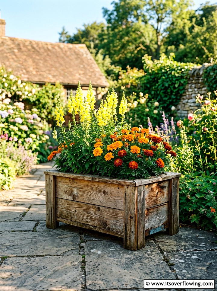 Rustic Planter Box - 25 backyard decorating ideas with floral displays