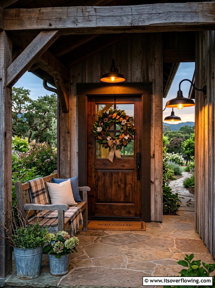 Rustic Porch Lighting - 25 front porch decor ideas with magnolia wreath