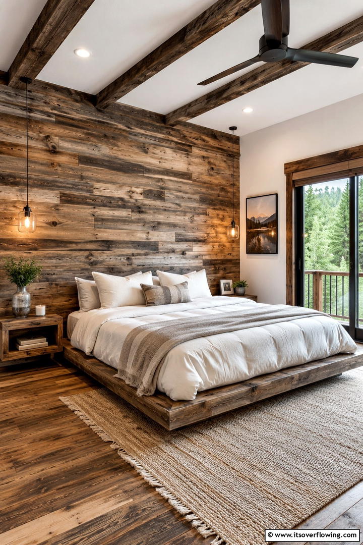 Rustic Reclaimed Wood Charm - 30 Rustic Bedroom Ideas to Create a Warm and Inviting Space
