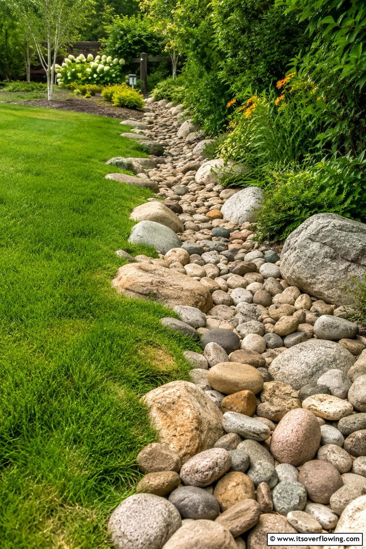 Rustic Riverbed Stone Edge - 30 Stone Garden Edging Ideas for Defined Outdoor Spaces