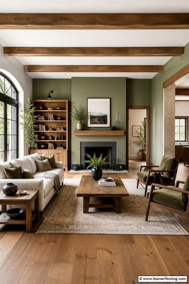 Rustic Simplicity and Sage Elegance - 30 Rustic Sage Green Living Room Ideas for Earthy Elegance