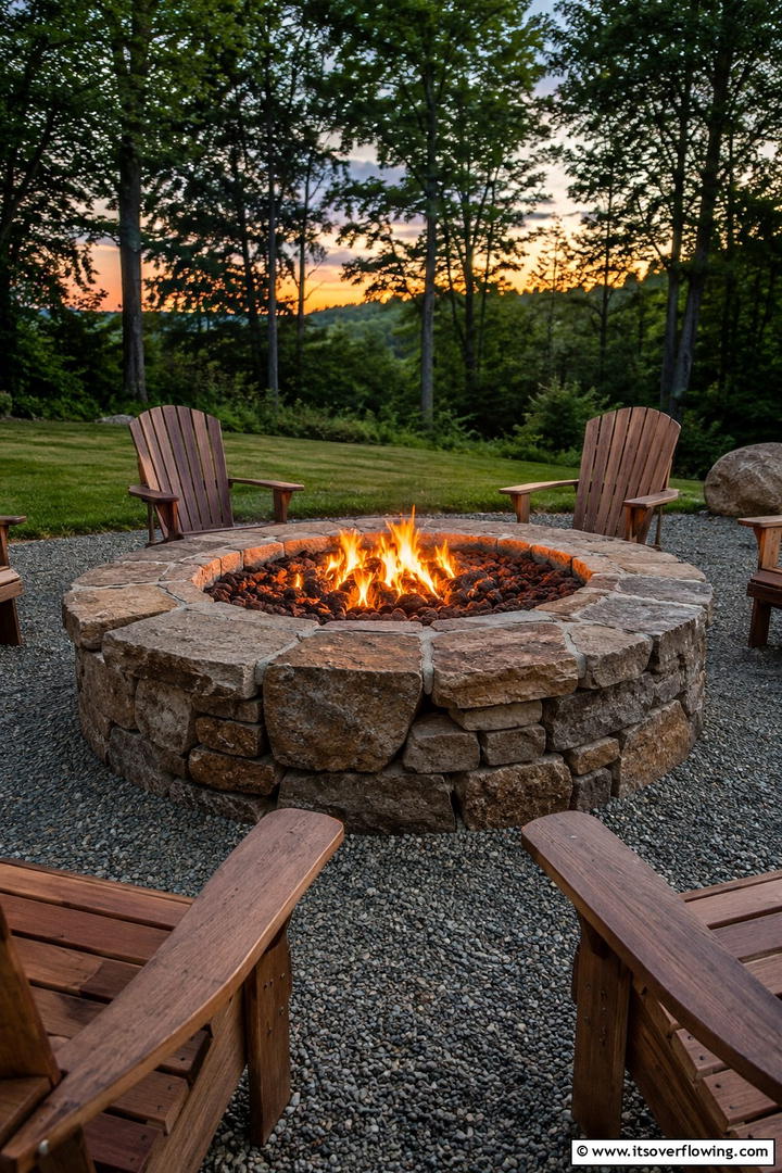 Rustic Stone Circle Fire Pit - 30 Elegant Stone Fire Pit Ideas for Backyard Entertaining