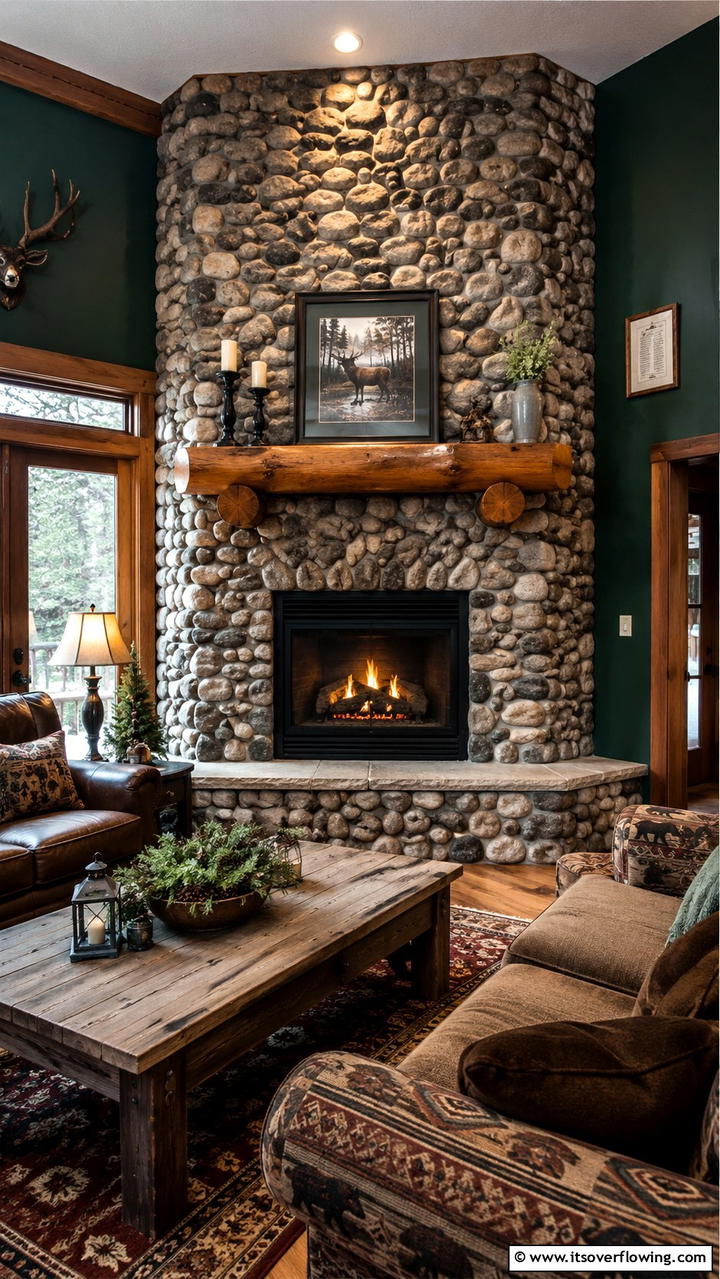 Rustic Stone Corner Fireplace - 25 Cozy Corner Fireplace Ideas for Your Home
